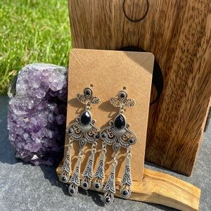 Silver and Onyx Earrings